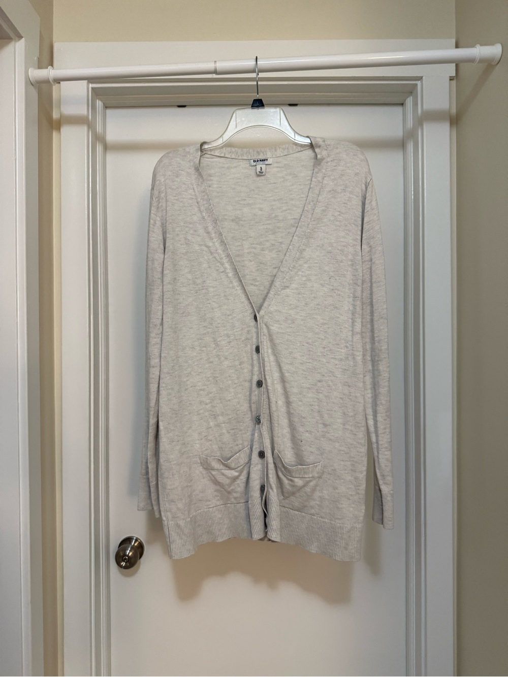 Old Navy Light Gray V-Neck Button Cardigan